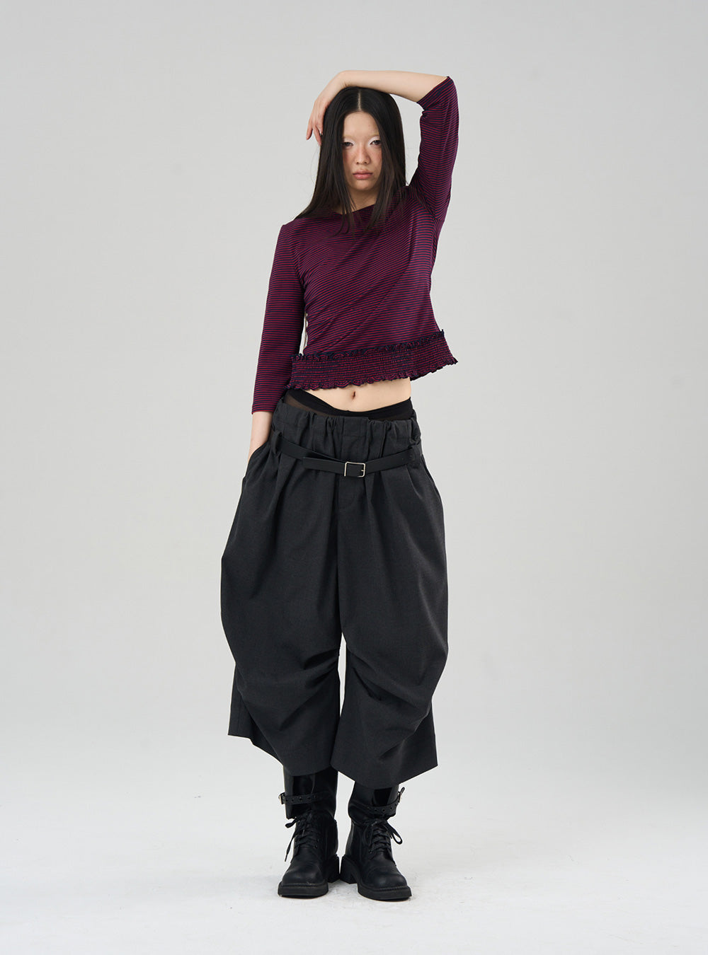 Pleated Balloon Cropped Casual Pants