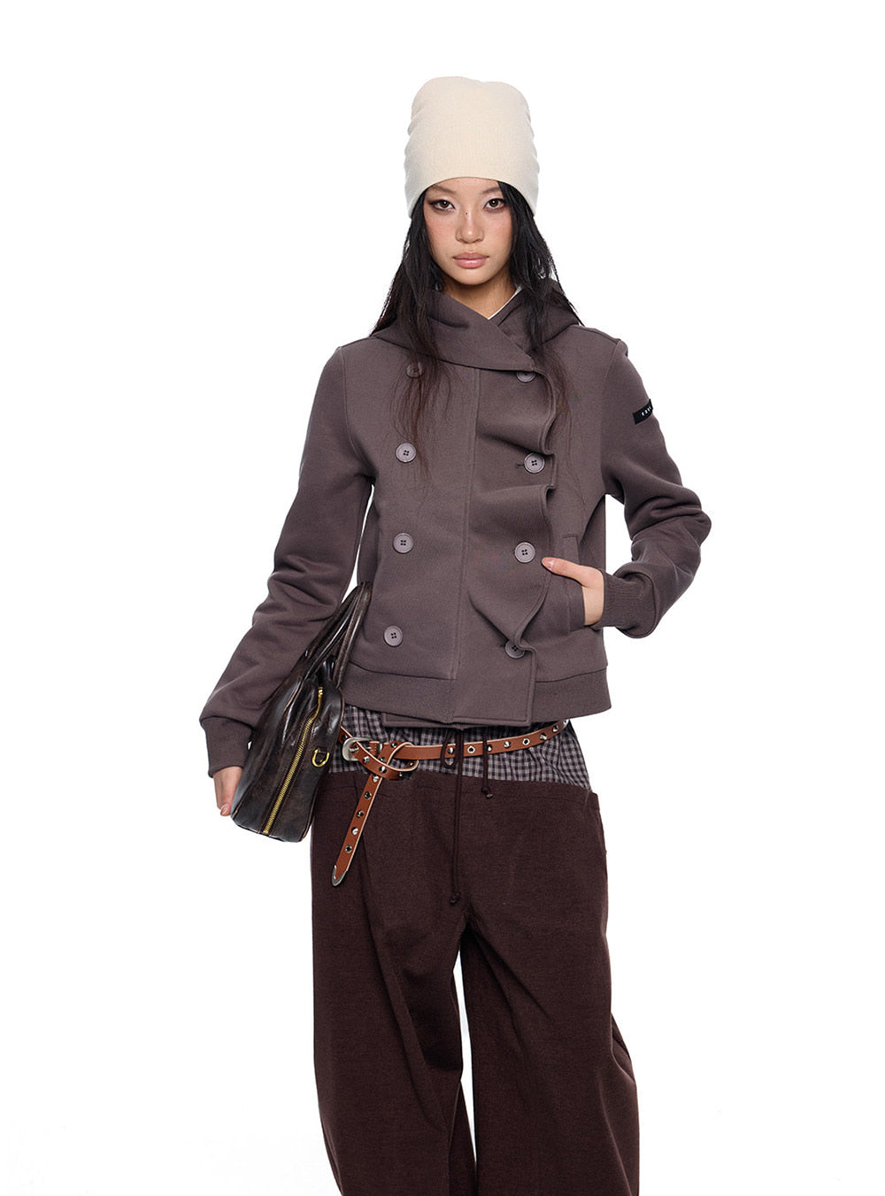 Layered Hood Double Button Jacket (2color)
