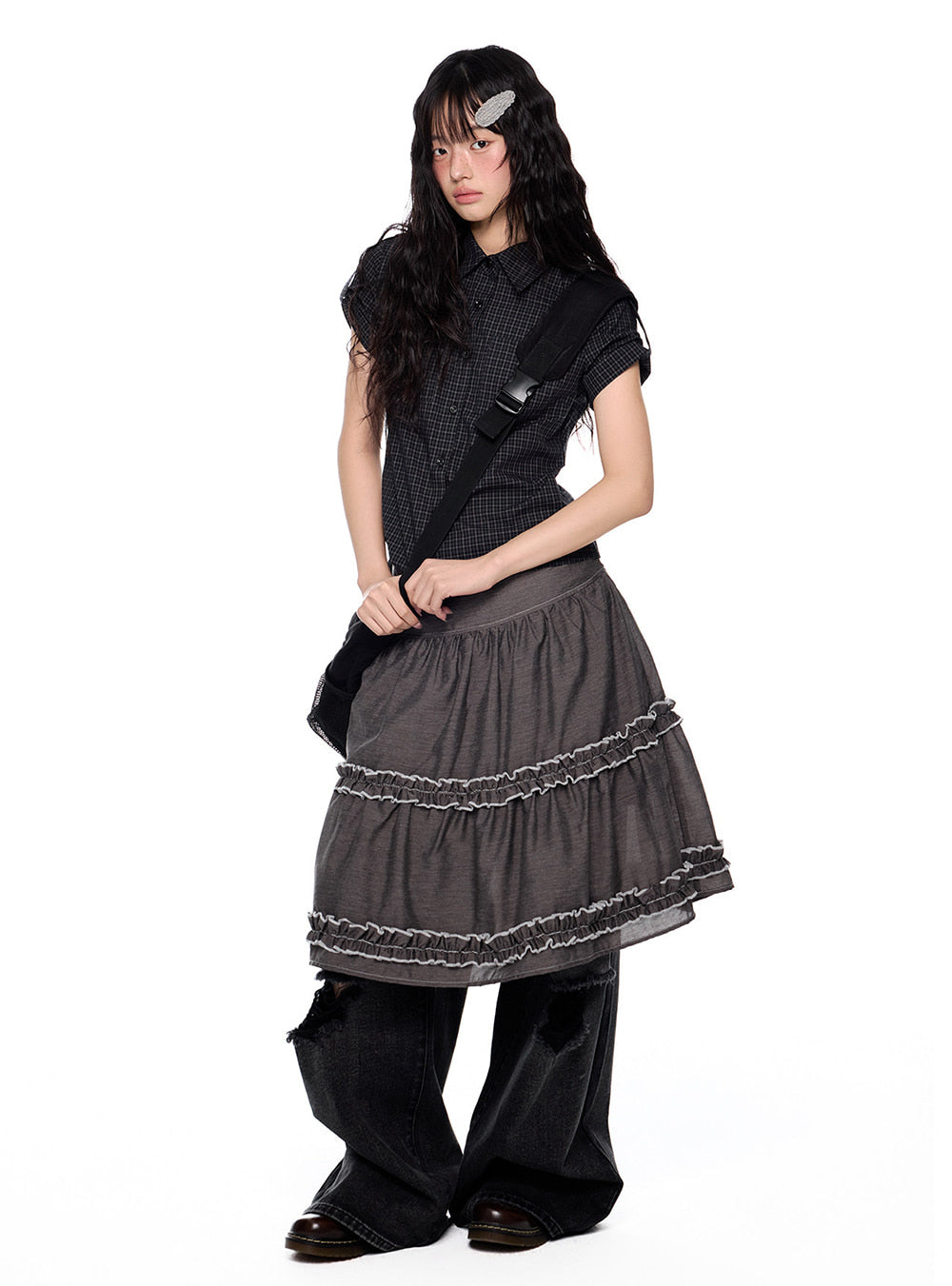 Soot Ruffle Drift Skirt (2color)