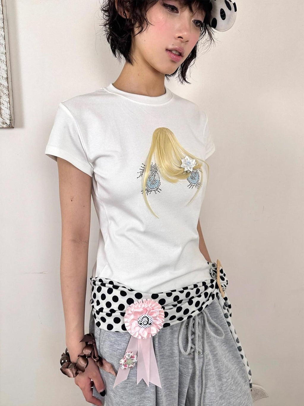 Soft Breathable Cotton Slim Embroidered Office Unisex Cross Print Basic Crop Tops