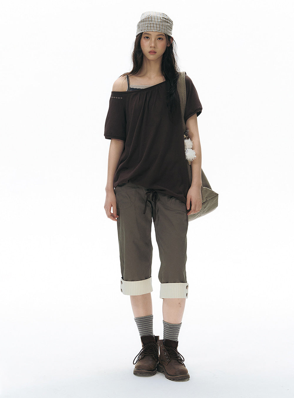 Foldable Hem Pocket Capri Pants