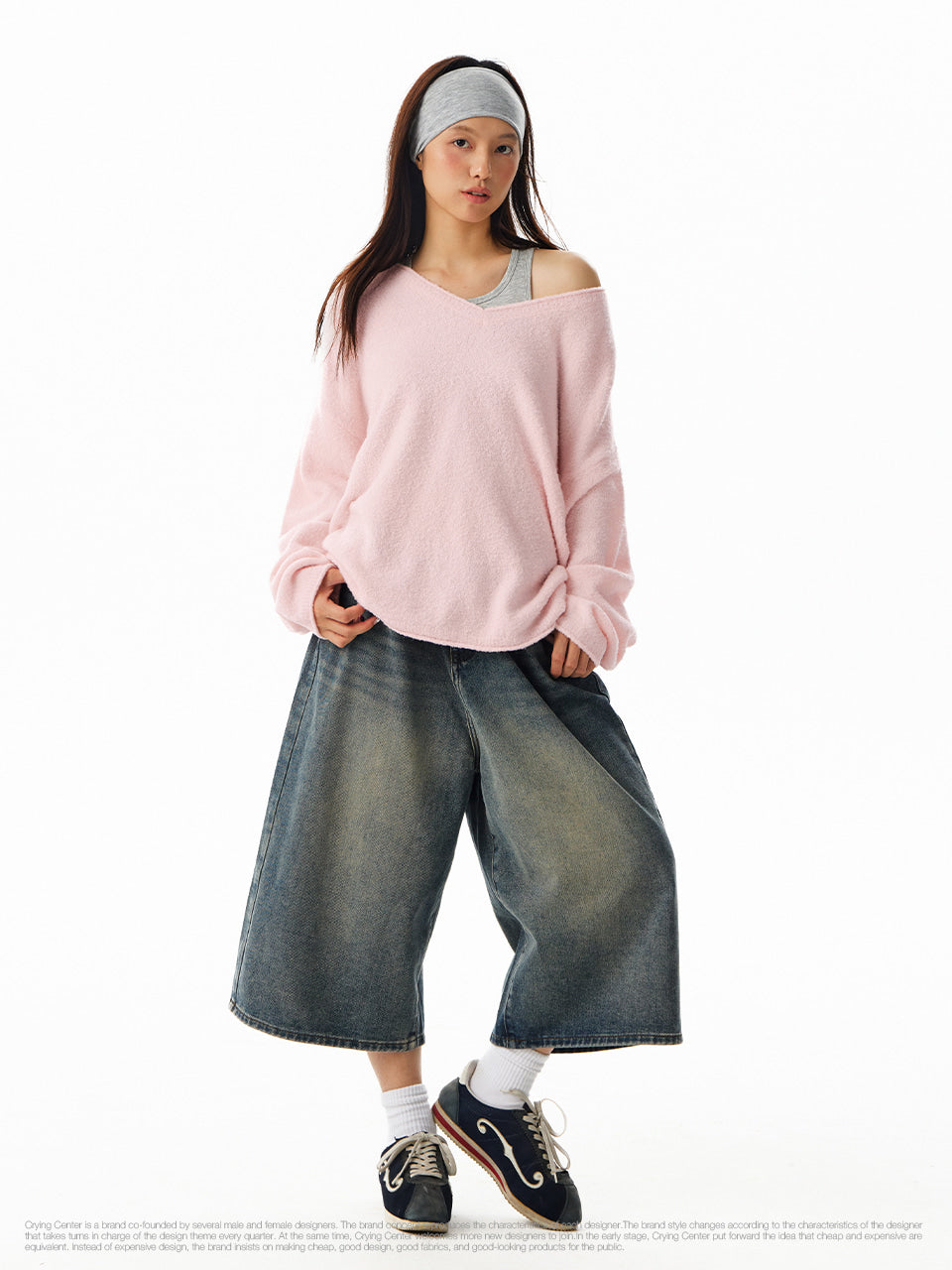 CryingCenter V-Neck One-Shoulder Sweater