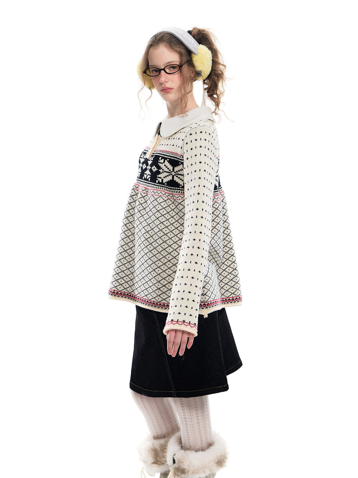 Romance Nanci Fair Isle Jacquard A-Line Knit