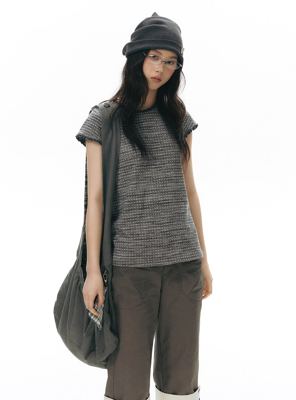 Stripe Lace Edge Top (2color)