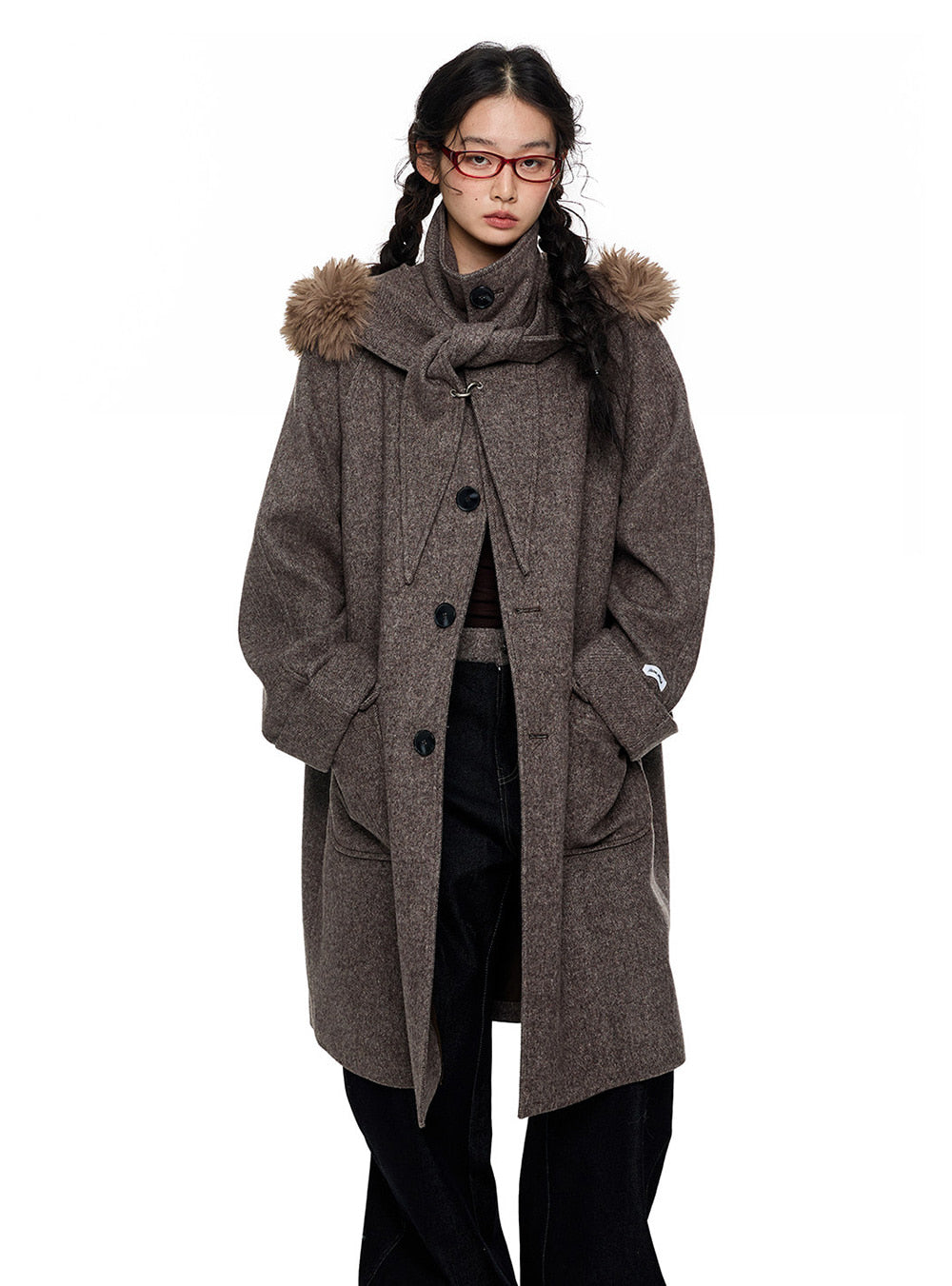 Ashbound Tie-Hood Wool Coat