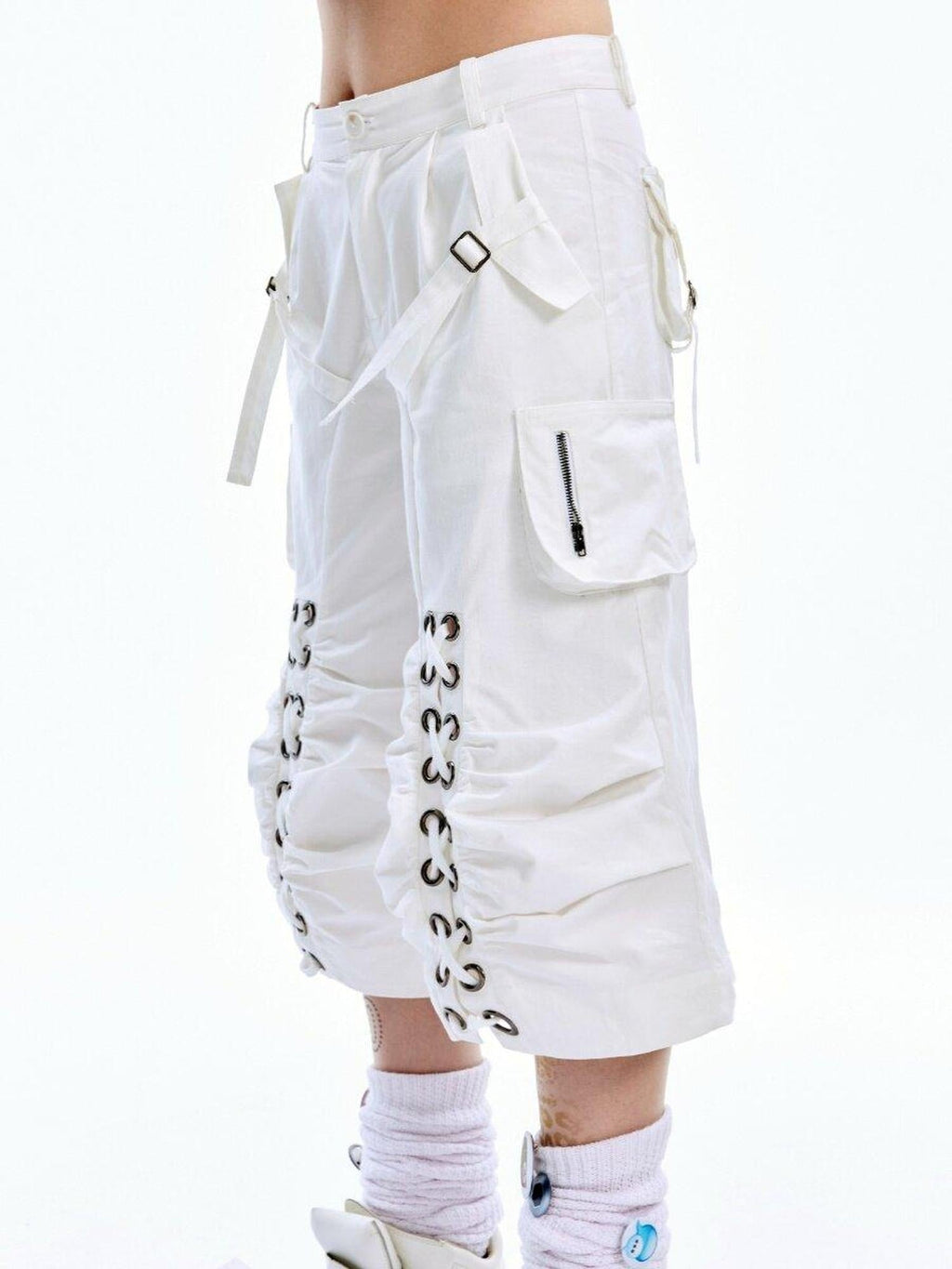 Original Baggy Low Waist Cotton Unisex White Casual Street Mid-Length Shorts