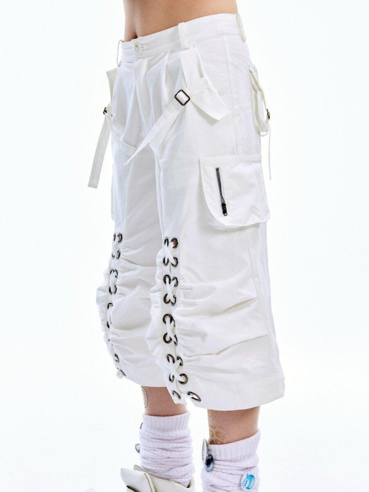 Original Baggy Low Waist Cotton Unisex White Casual Street Mid-Length Shorts