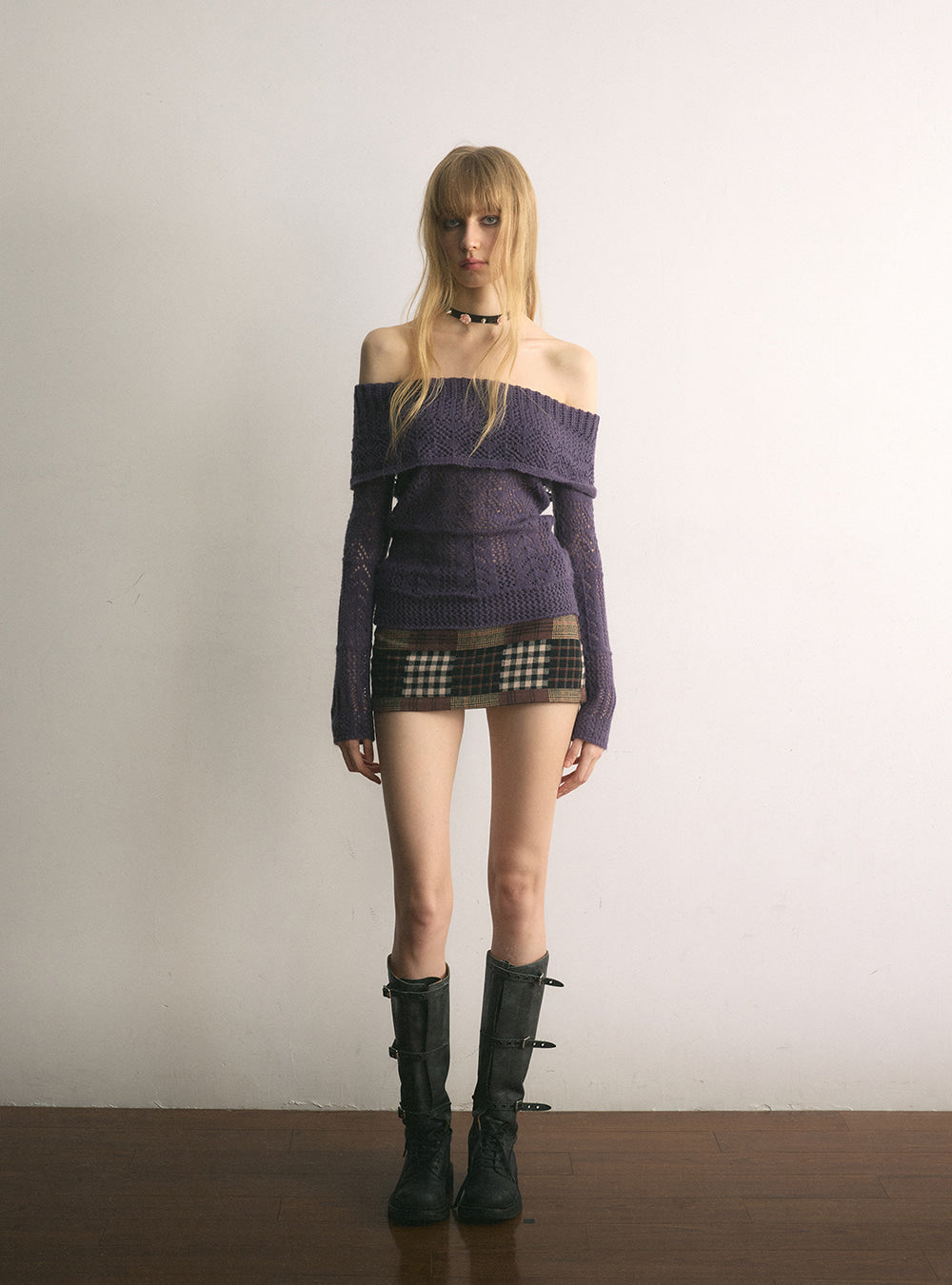 Violet Off Shoulder Knit Top