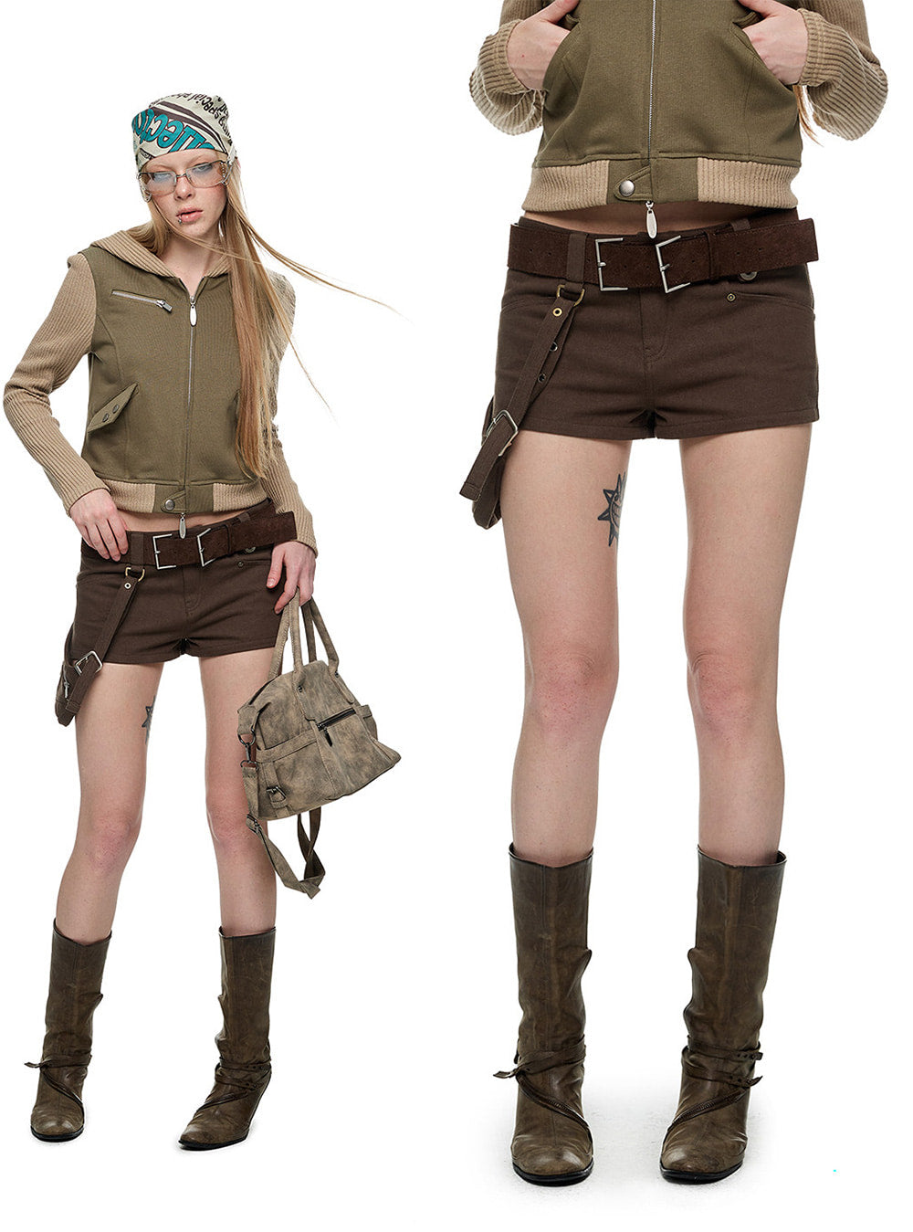 Vintage Double Buckle Utility Shorts