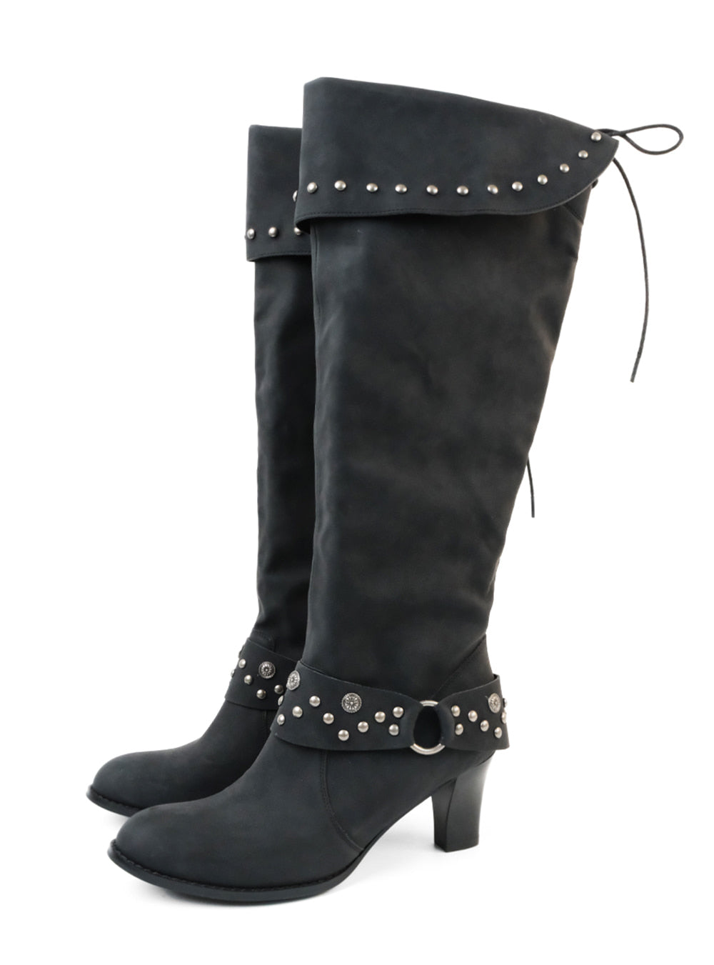 Rivet Line Fold Long Boots (2color)
