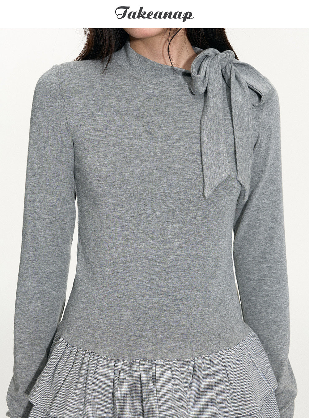 Light Gray Ribbon Layered Top
