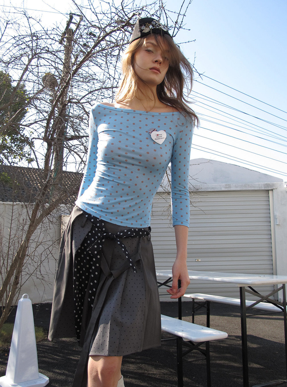 Blue Polka Breeze Slim Top