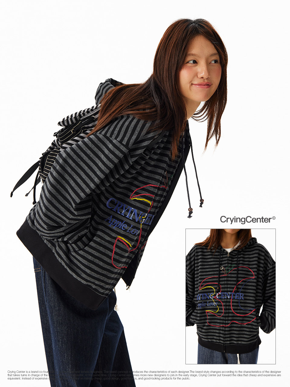 CryingCenter 3c Apple Stripe Hooded Zip-Up