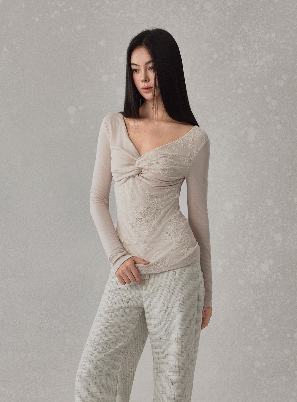 Twist Lace V-Neck Top