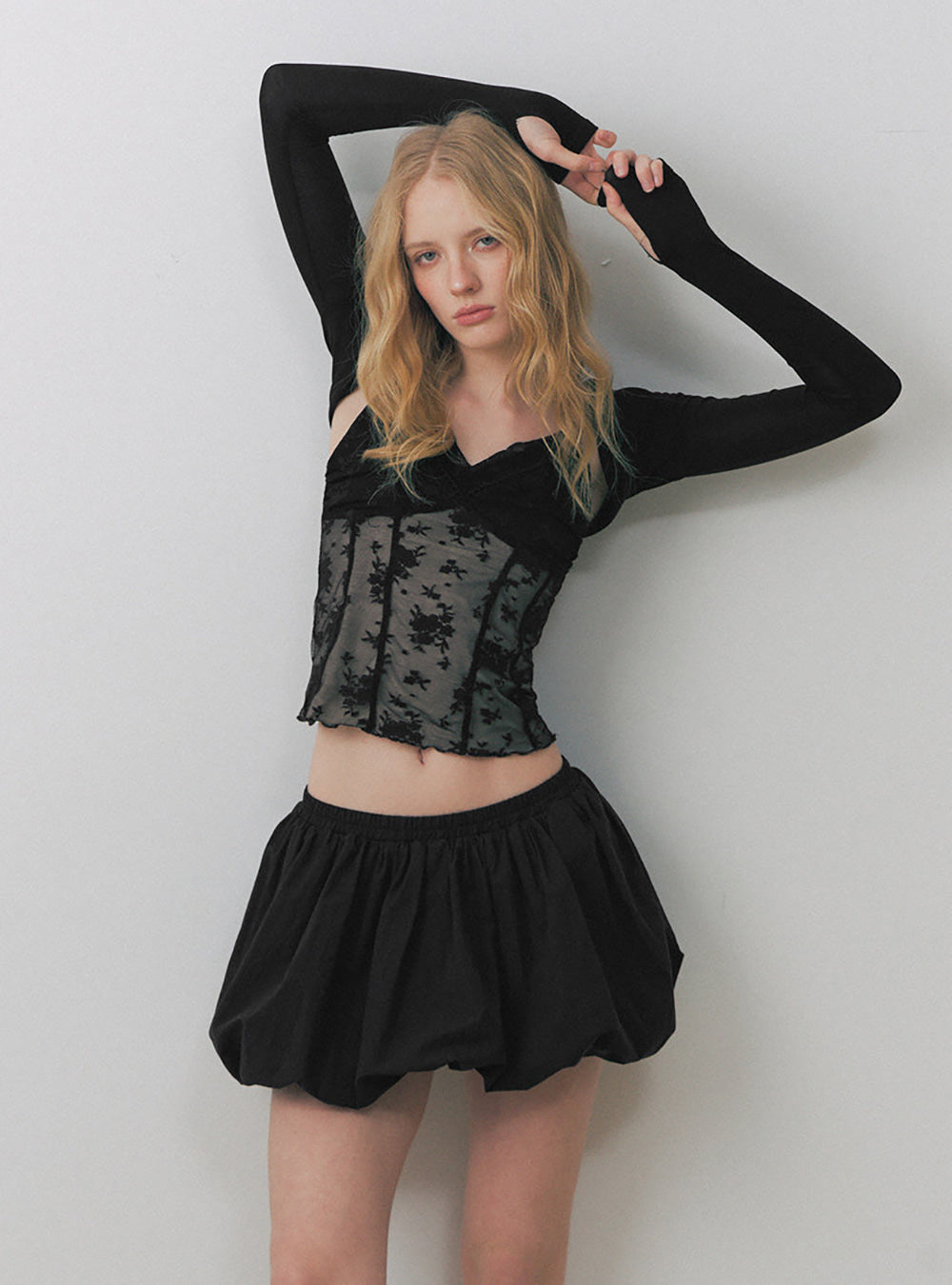 Noir Lace Camisole & Shrug Two-Piece Set