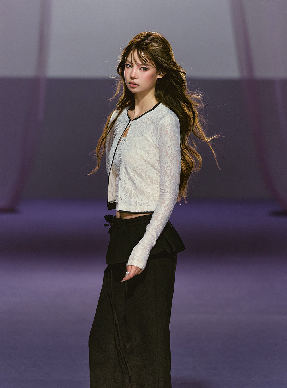 Velour Lace Contour Cardigan & Top (2color)