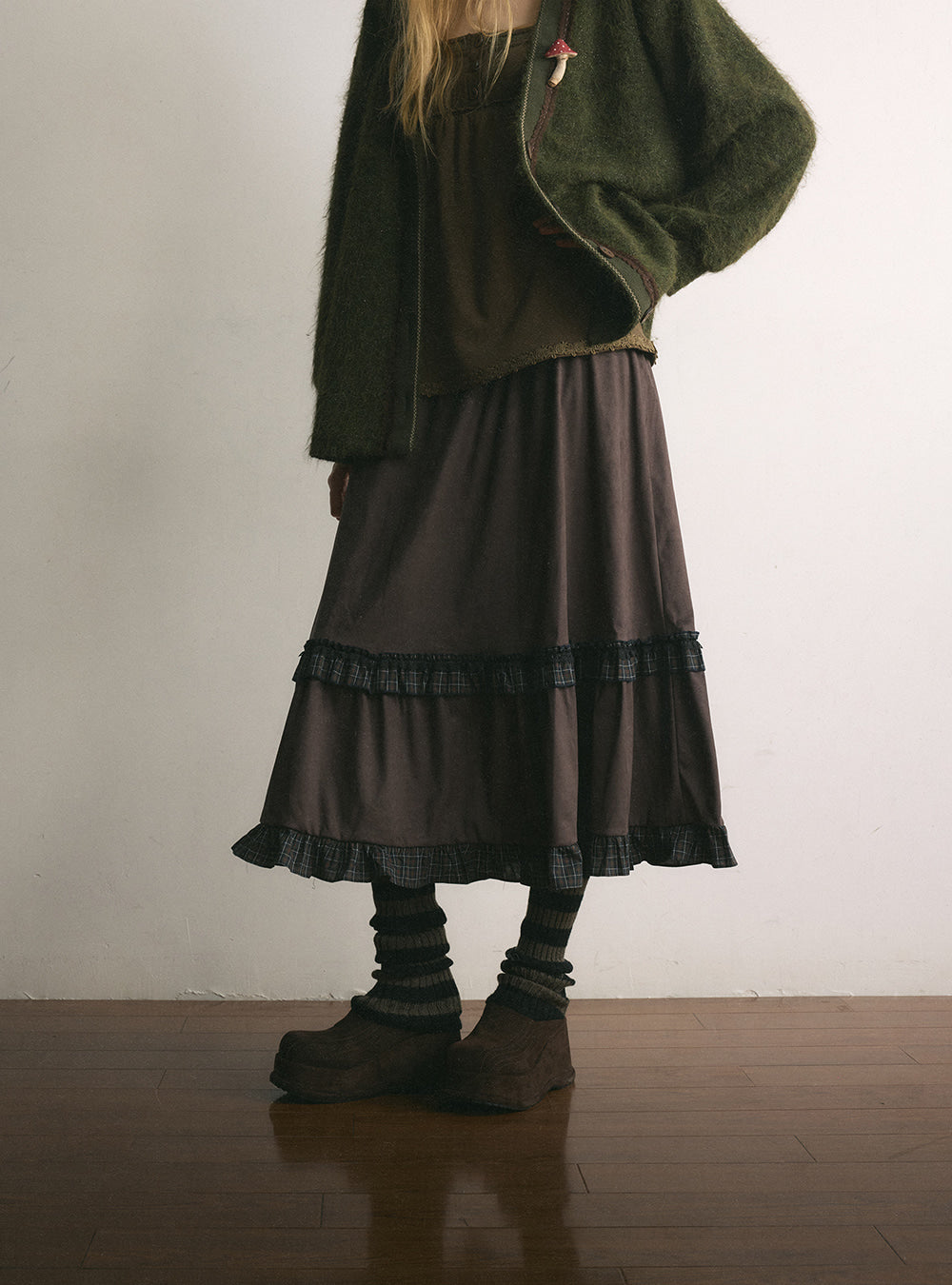Wild Grape Layered Check Skirt
