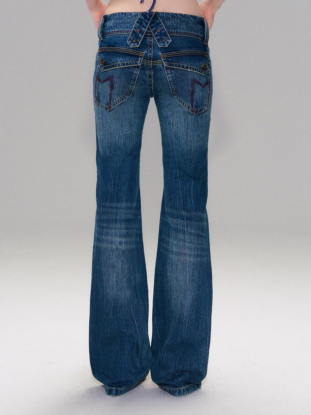 Slight Stretch Low Rise Slim Cotton Casual Women Deep Blue Straight Leg Jeans