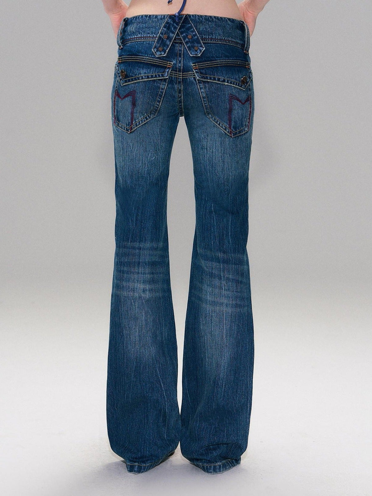 Slight Stretch Low Rise Slim Cotton Casual Women Deep Blue Straight Leg Jeans