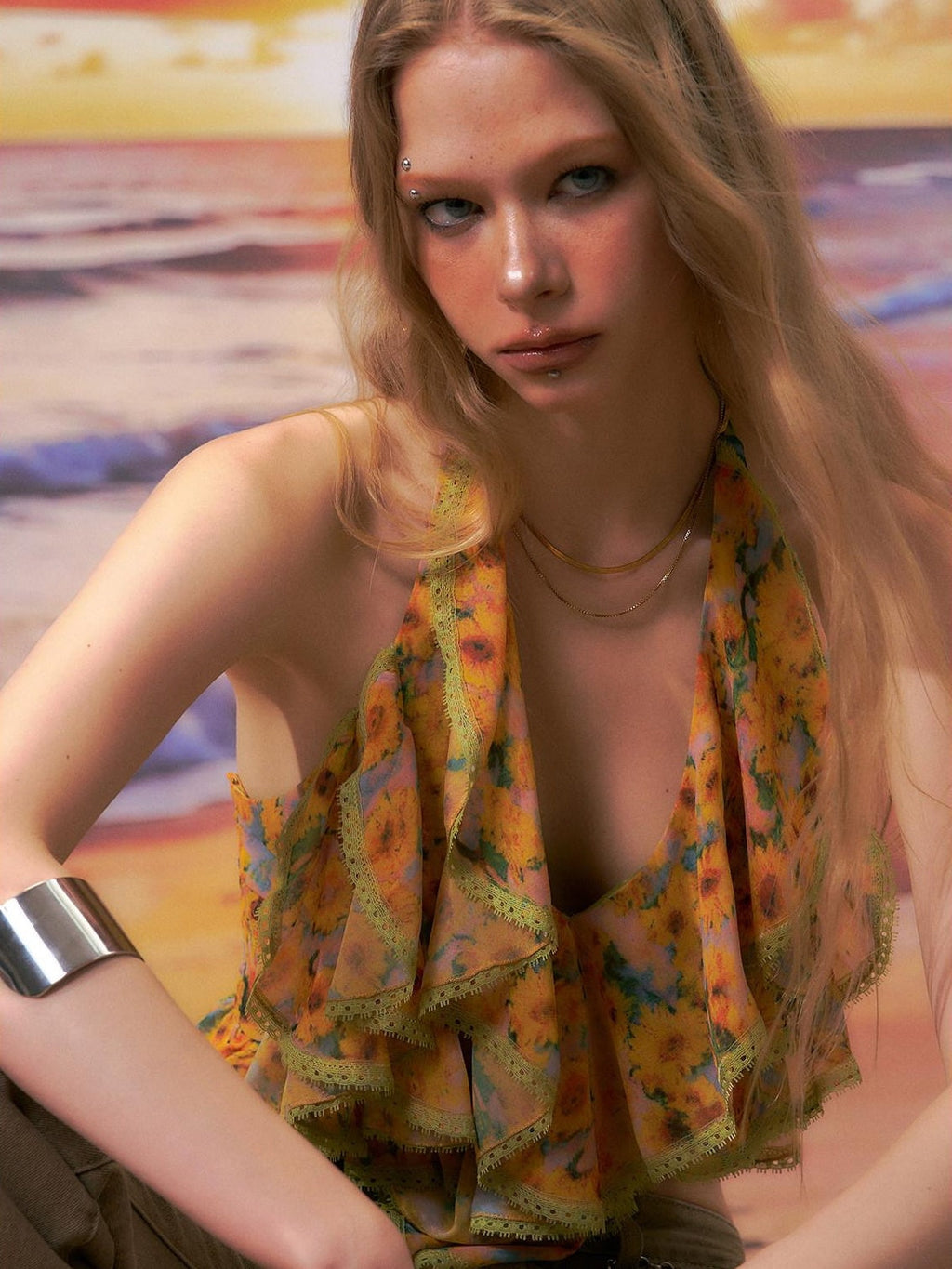 Original Design Backless Slim Fit Floral Spaghetti Strap Women Camisoles