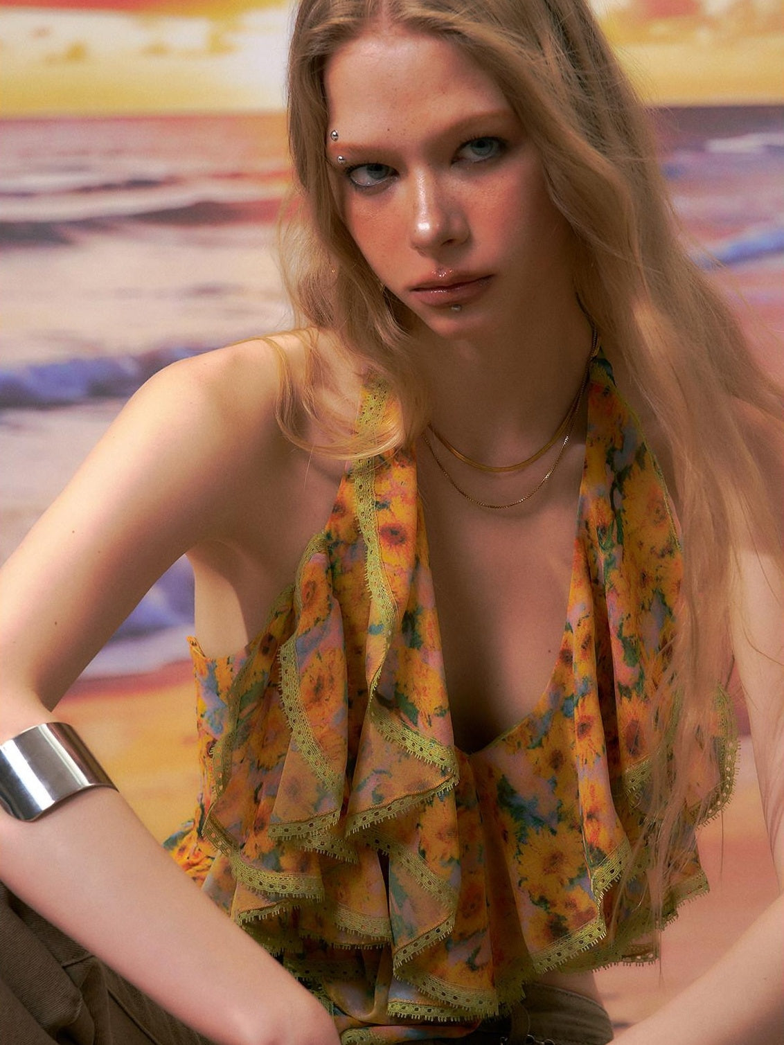 Original Design Backless Slim Fit Floral Spaghetti Strap Women Camisoles