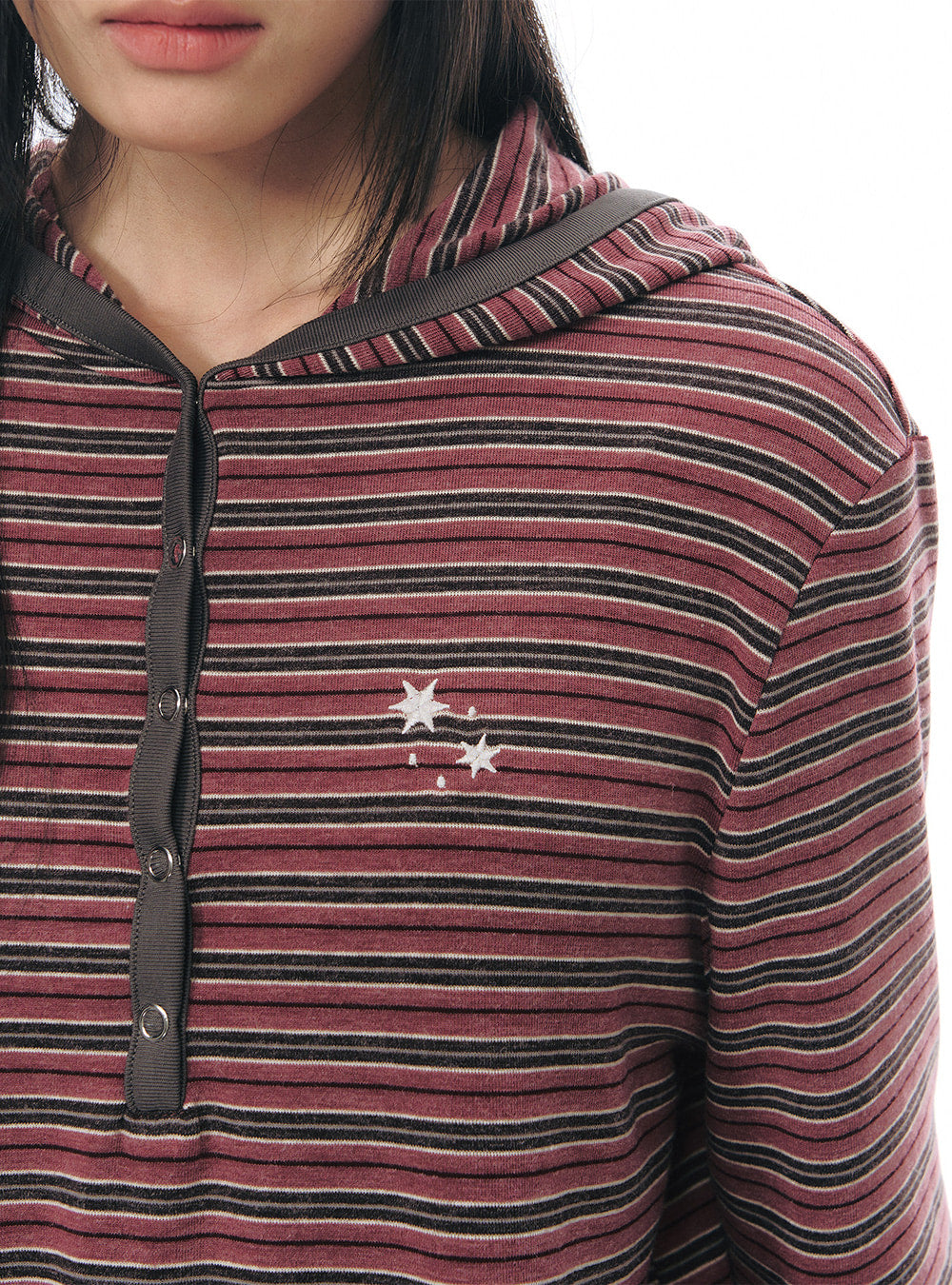 Contrast Stripe Hooded Top (2color)