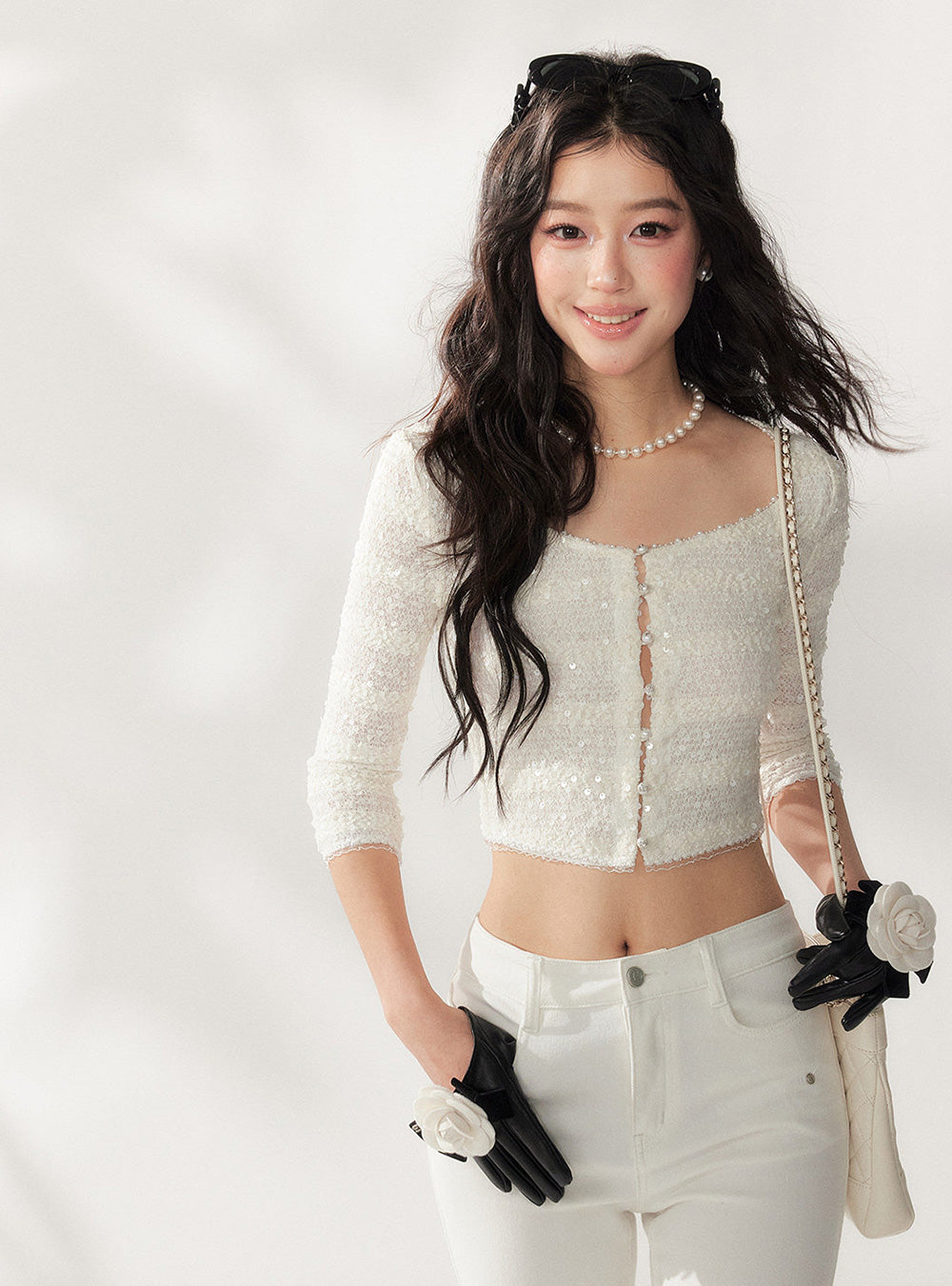 Soft Glow Pearl Knit Cardigan