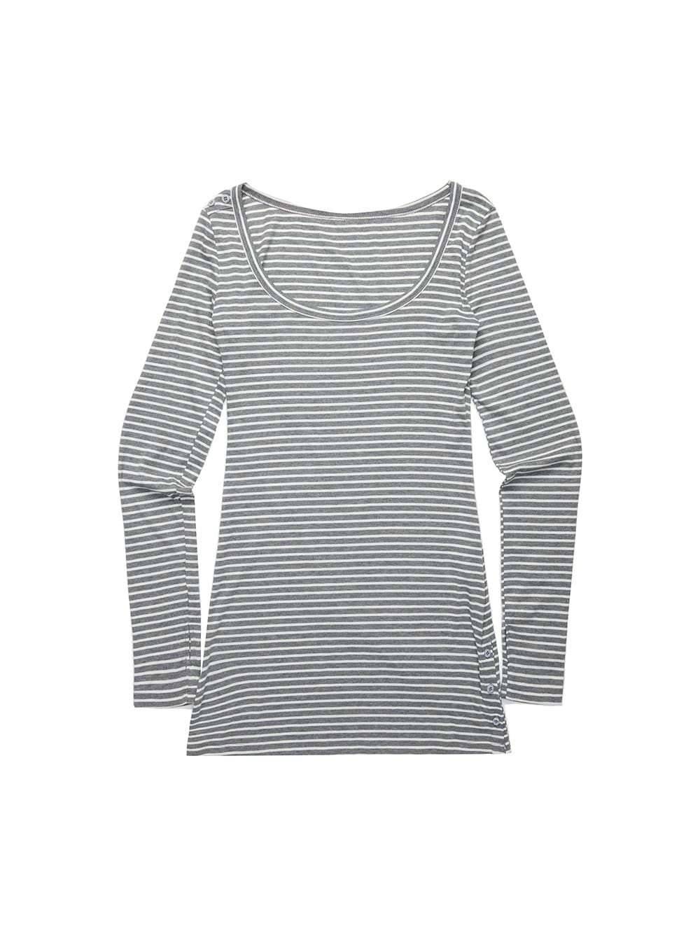Scoop Neck Button Long Sleeve Top (2color)