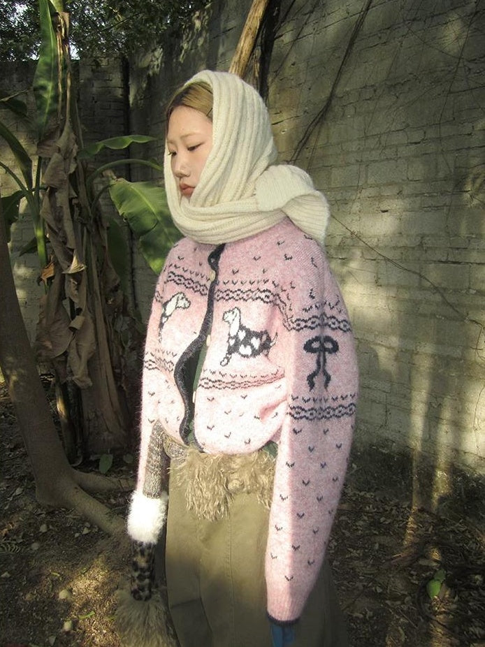 3months | SWEET JACQUARD HIGH NECK CARDIGAN【ID:TN00037】