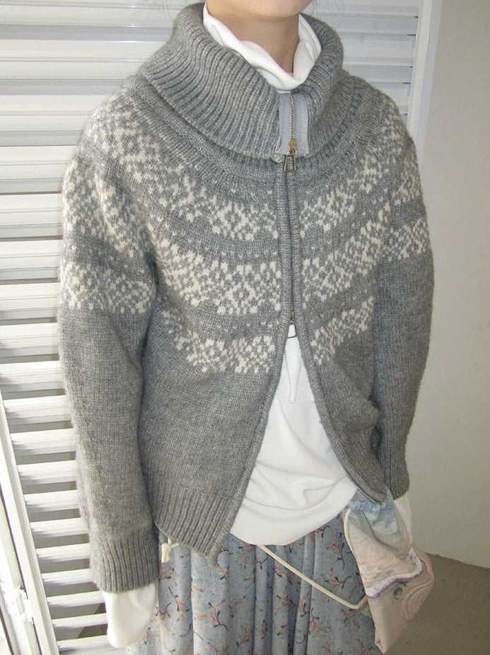 3months | CASUAL FAIR ISLE KNIT CARDIGAN【ID:TN00067】
