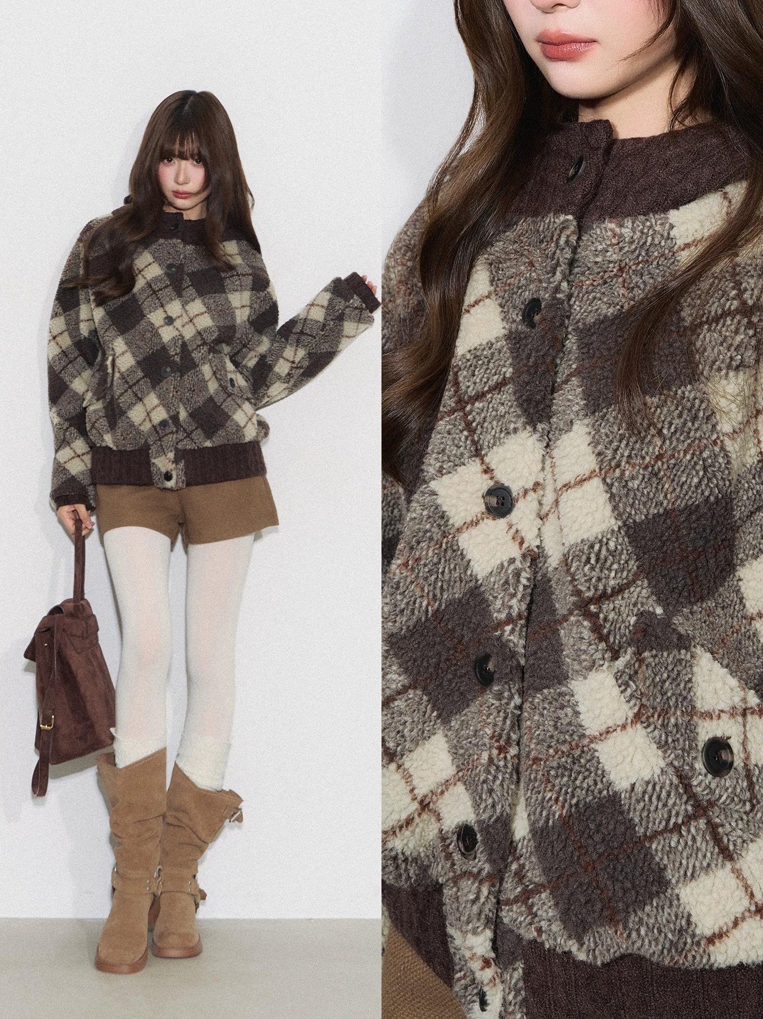 THELIGHT | PLAID KNIT SWEATER JACKET【ID:TN00098】
