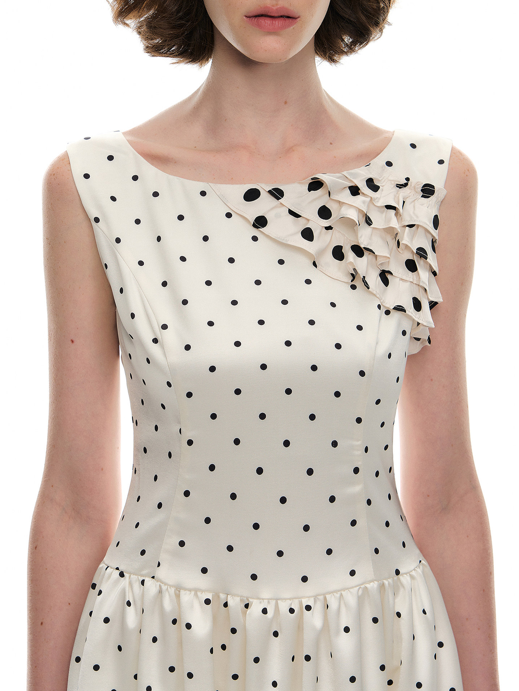 Romance Nanci Polka Satin Maxi Dress