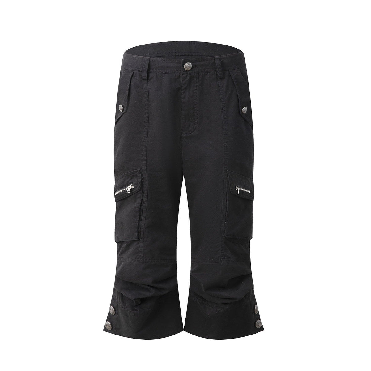 Vintage Biker Washed Cargo Women'S Cotton Flare Cropped Pants