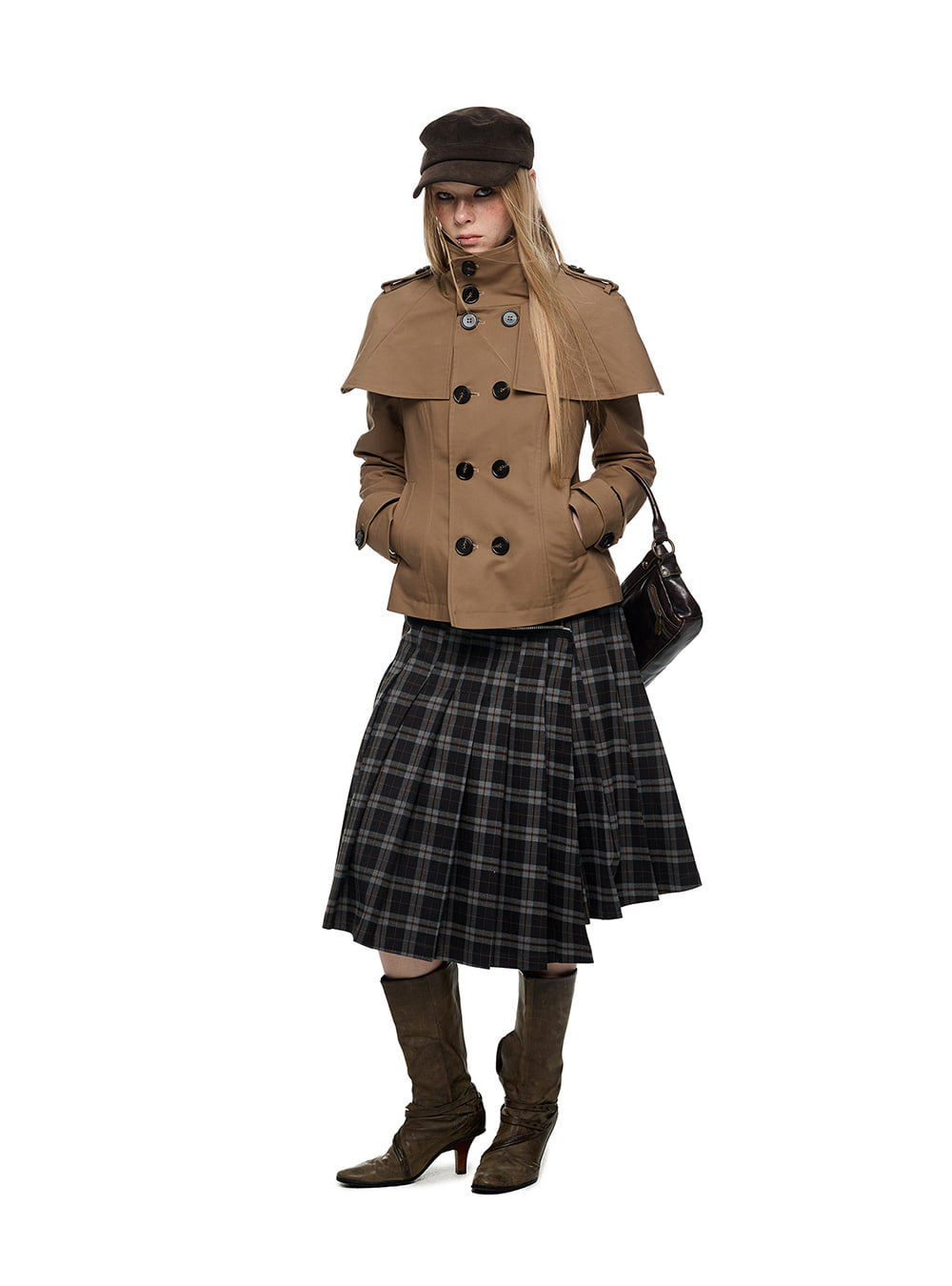 Coconut Brown Cape Trench Jacket