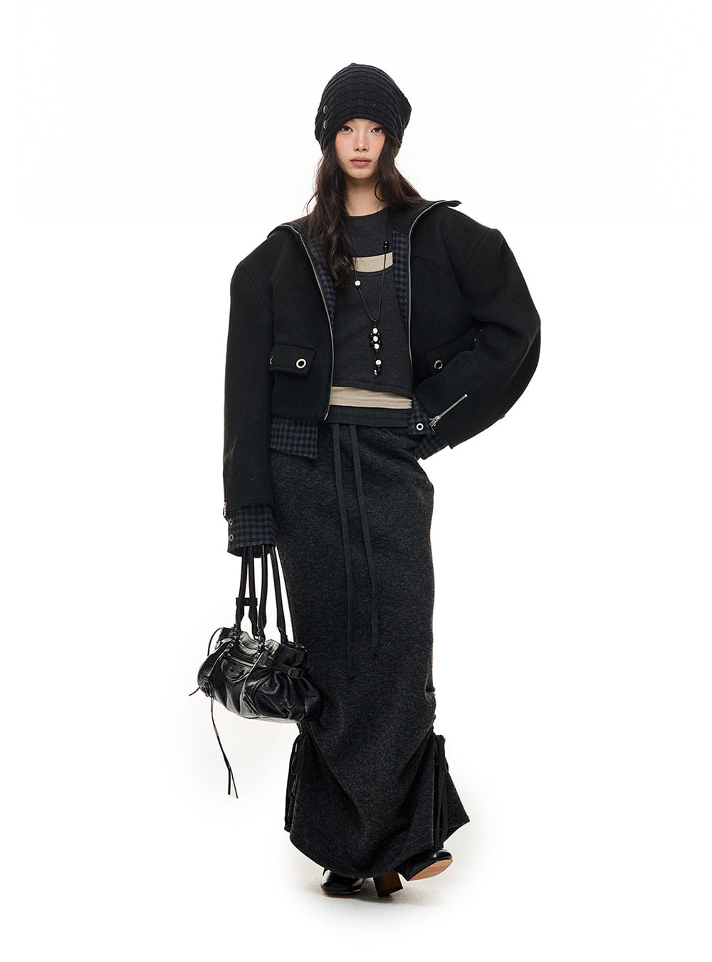 Wide-Shoulder Cropped Oversize Jacket