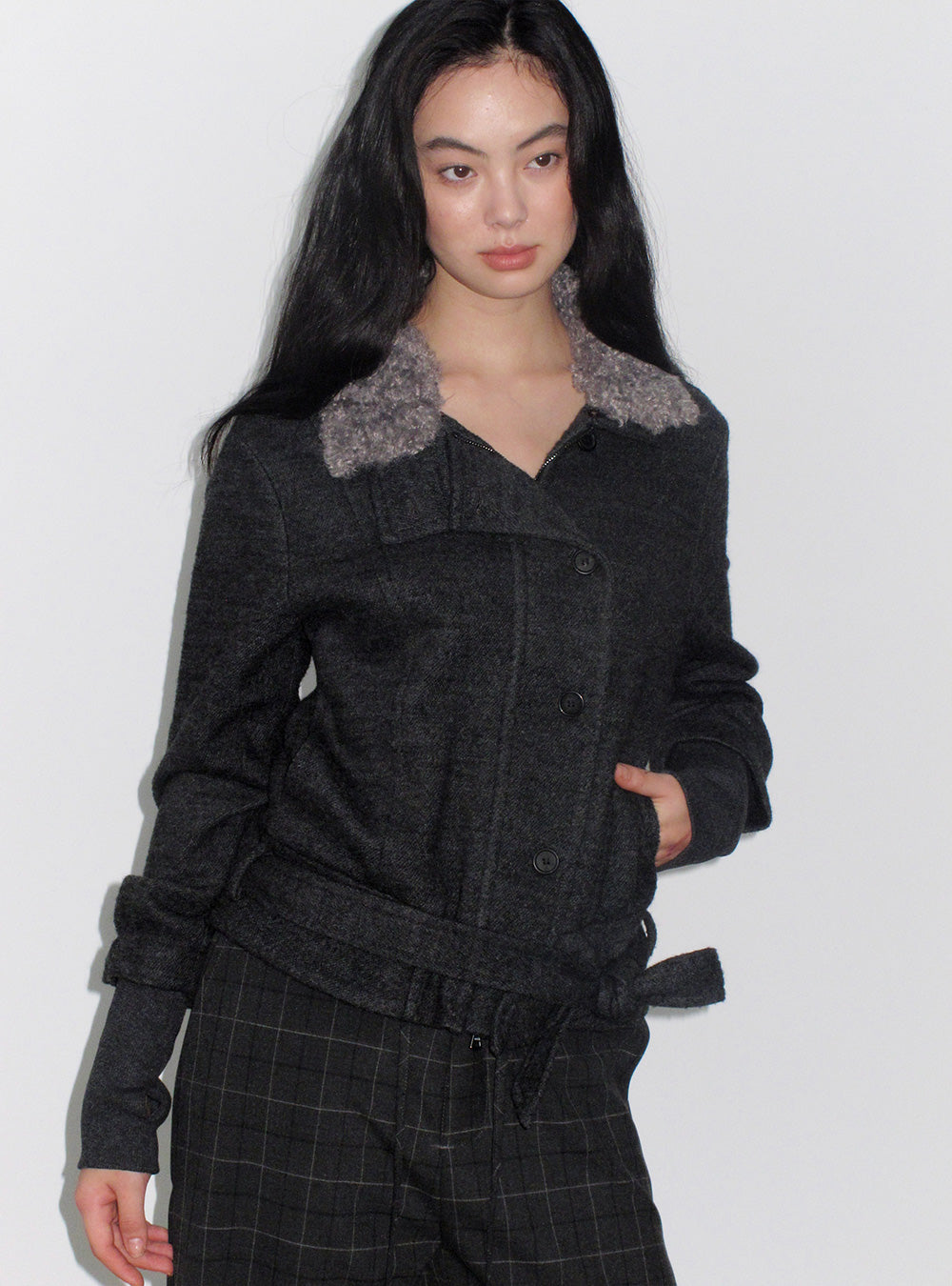 Winter Wool Fur Collar Short Coat
