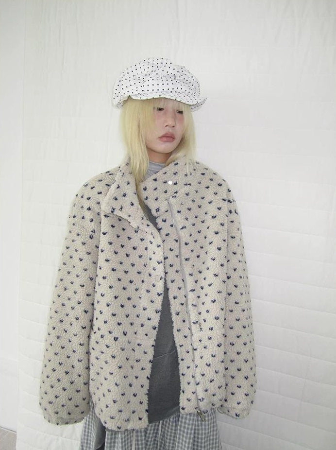3months | POLKA DOT JACQUARD WOOL COAT【ID:TN00056】