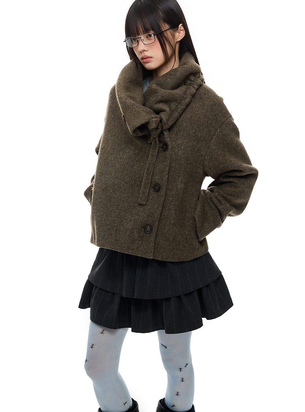 Cocoa Wrap Wool Jacket
