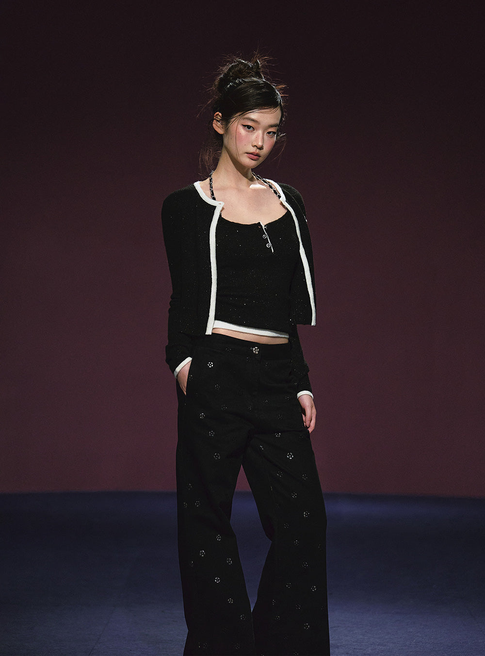 Sparkle Chain Halter Top & Cardigan Vest
