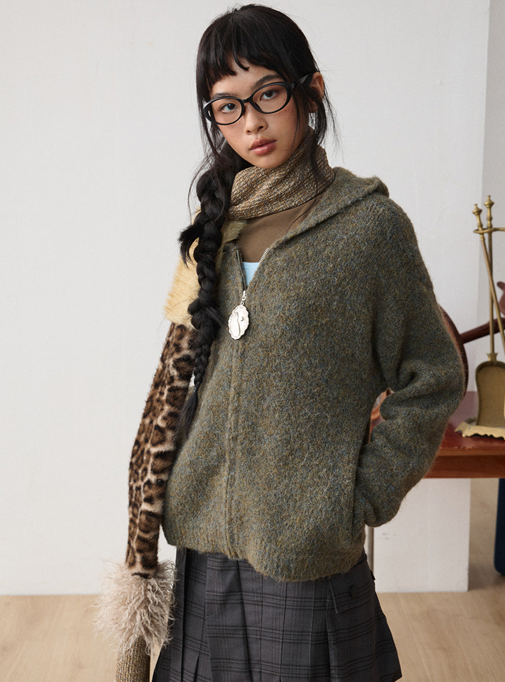 Boucle Alpaca Daily Hooded Zip Up (2color)