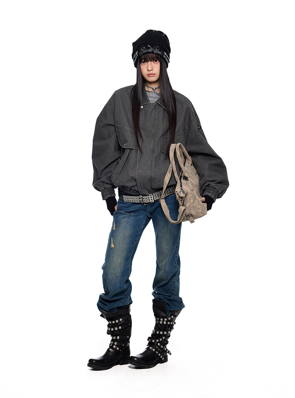 Multi Panel Distressed Flare Denim Pants