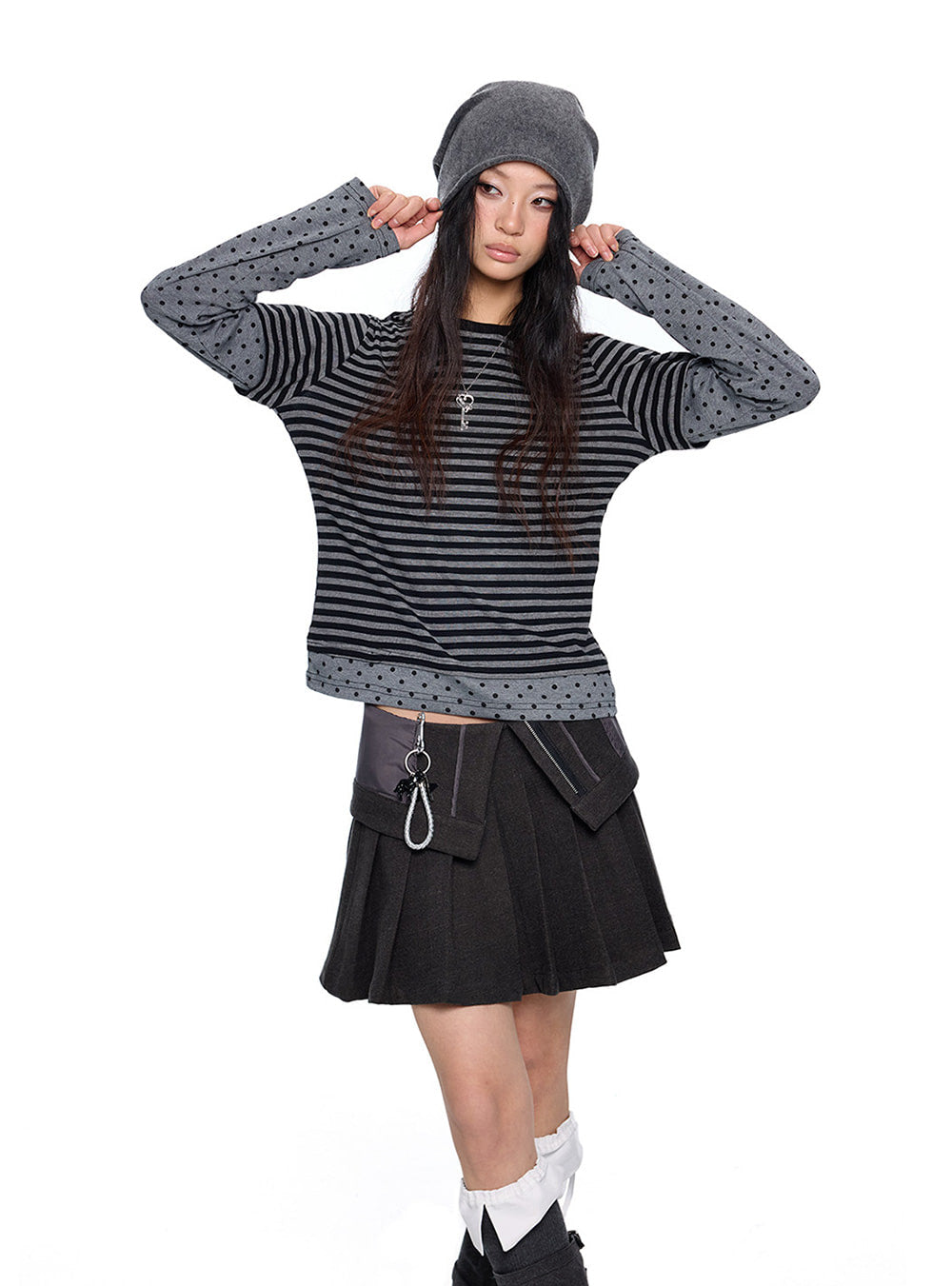 Stripe Dot Layered Top (2color)