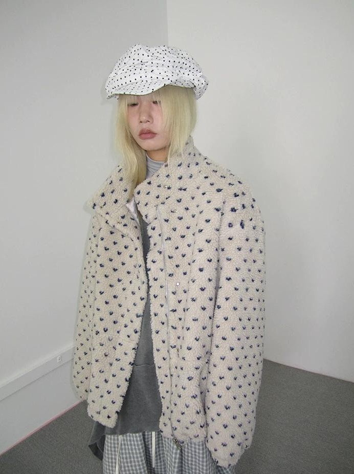 3months | POLKA DOT JACQUARD WOOL COAT【ID:TN00056】