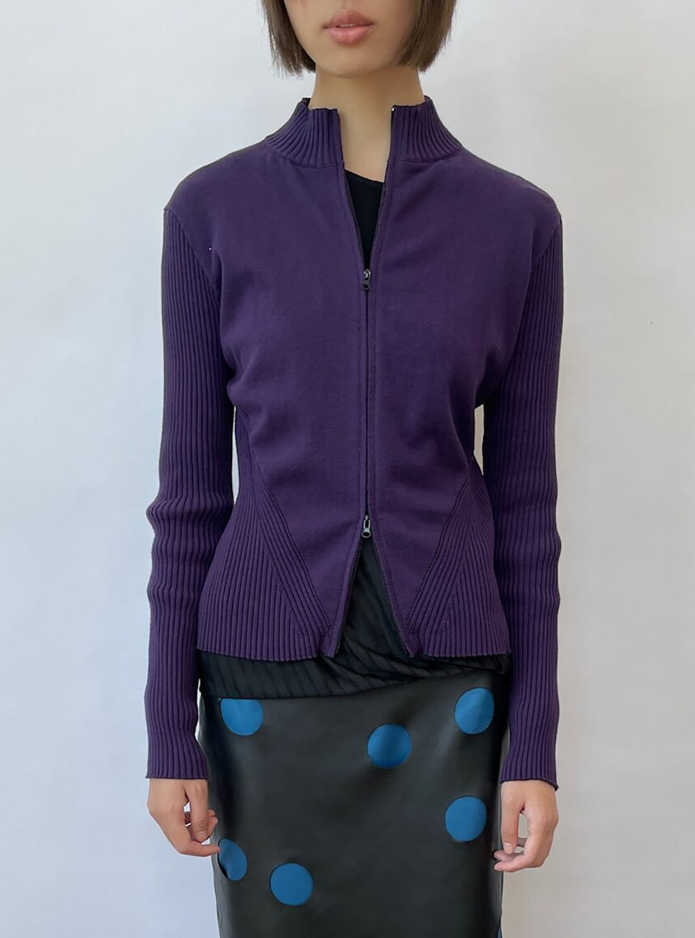 Violet Contour Zip-Up Cardigan