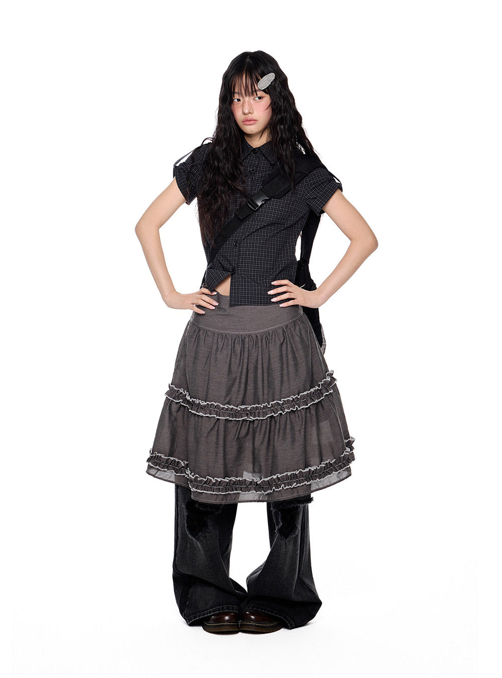 Soot Ruffle Drift Skirt (2color)