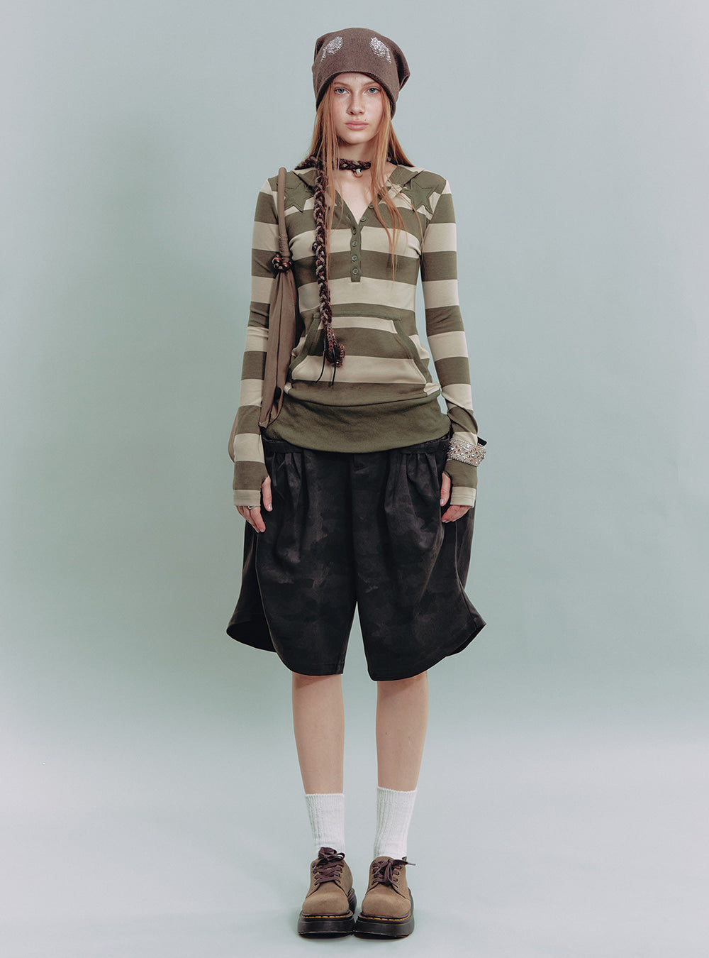 Grunge Camo Pleated Shorts