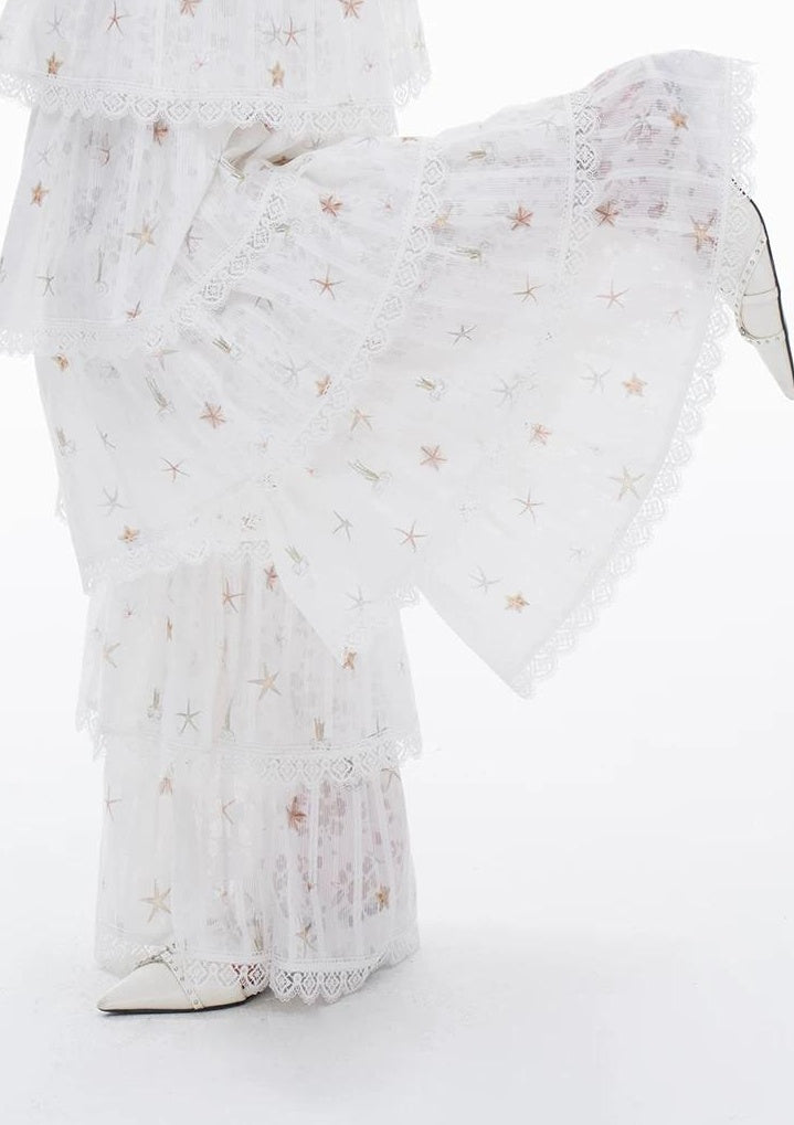 THELIGHT | LACE CRUSHED SKIRT PANTS【ID:TN00112】