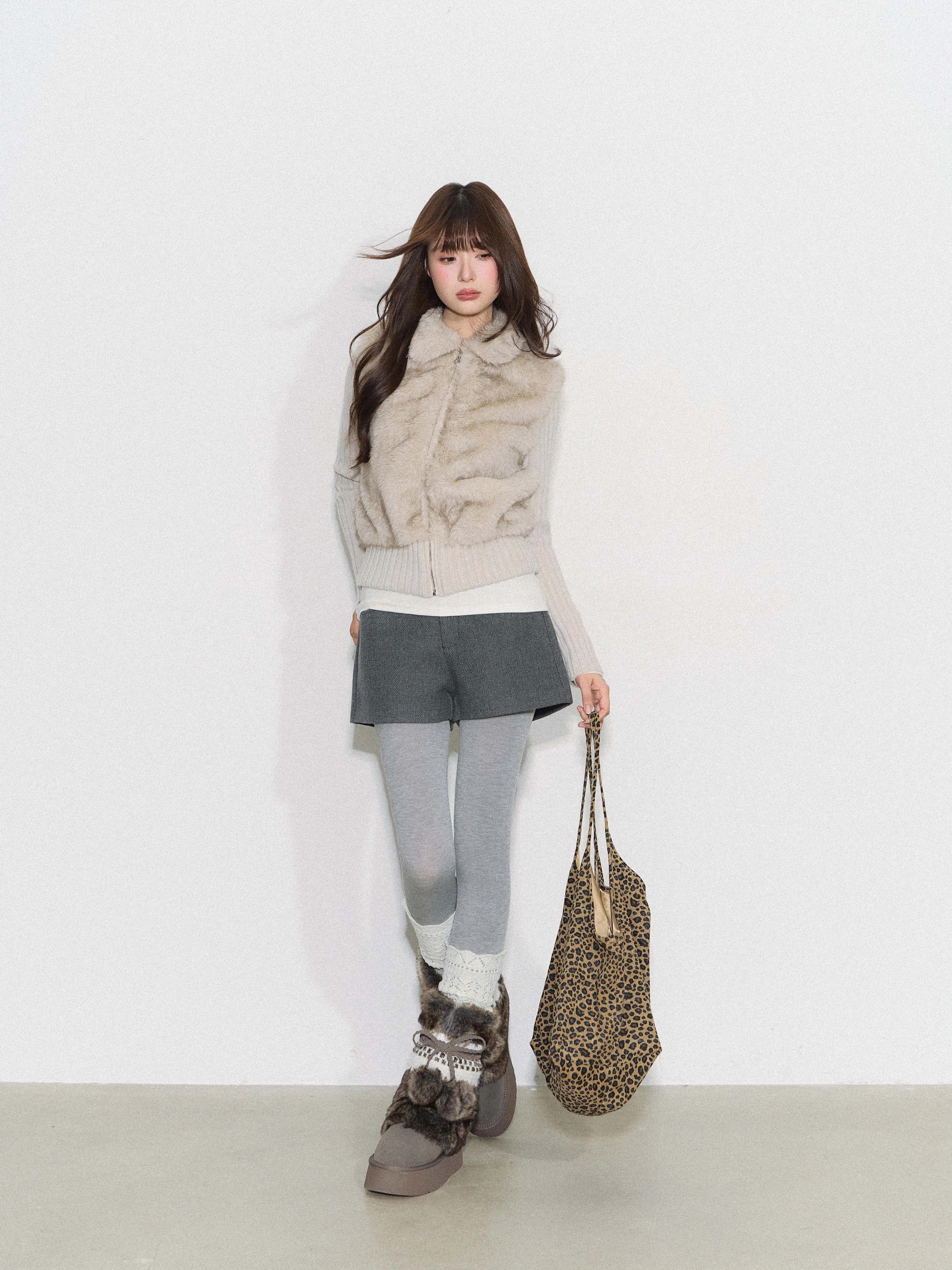 THELIGHT | FURRY SPLICED SHORT COAT【ID:TN00095】
