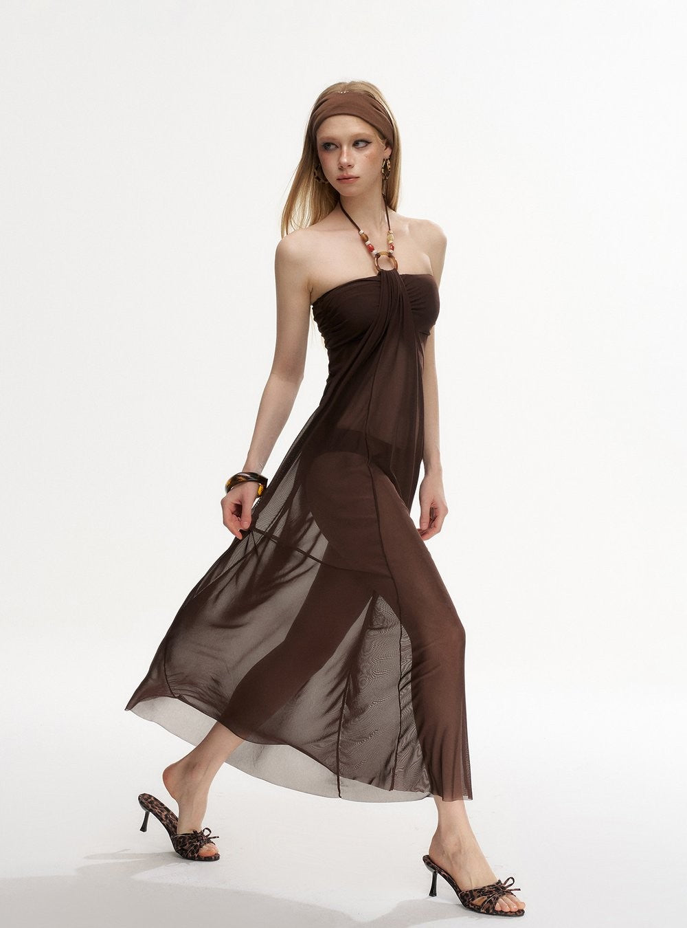 Ring Draped Dress Swim Set (2Piece)