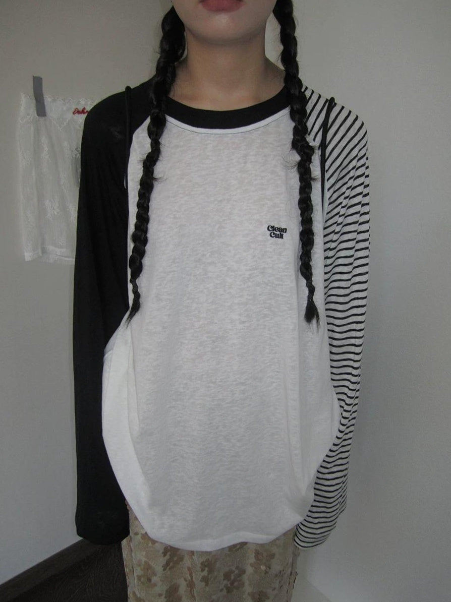 3months | SUMMER STRIPED T-SHIRT WITH SHEER SLEEVES【ID:TN00042】